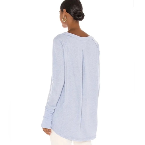 Free People We the Free Snowy Thermal Baby Blue Shirt, Small, Oversized - Picture 2 of 14